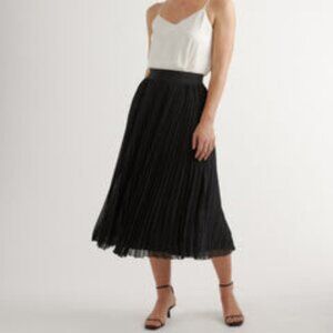 Quince Chiffon Pleated Midi Skirt Black Size Small
